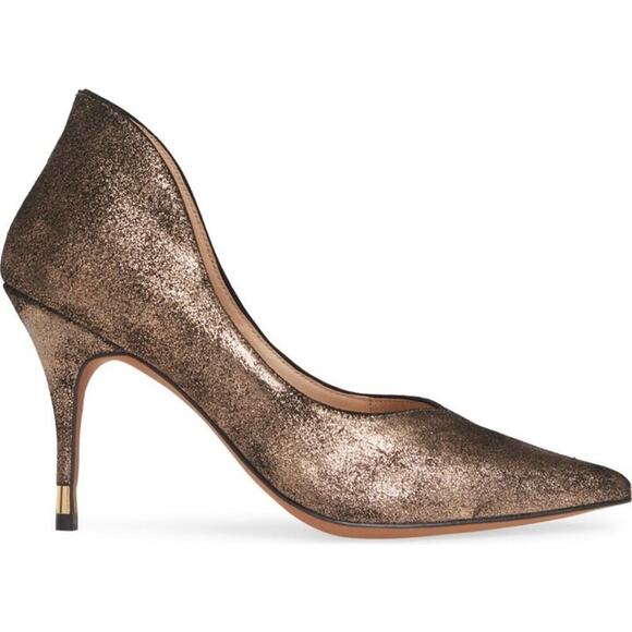 NWOB: LINEA PAOLO Penrose  Stiletto Pumps Bronze‎ Split Suede 10M (S346) - Picture 1 of 11